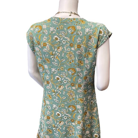 Pure Jill Printed V-neck Maxi Floral Boho Lagenlook Dress Size S - Picture 6 of 11